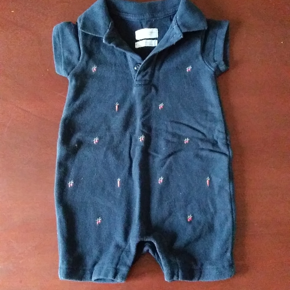 Beatrix Potter for Baby Gap Cotton One Piece Navy Carrots 3-6 Months Snaps